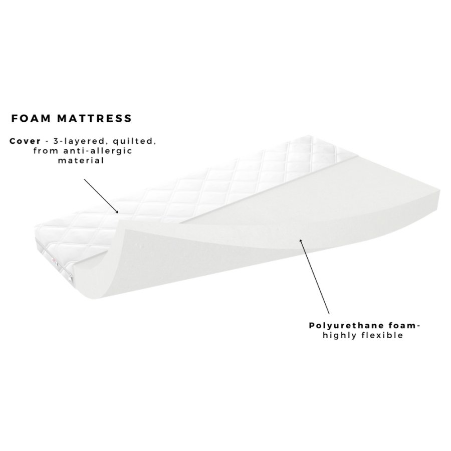 Babydreams juniorsng, med madrass, stdbrda, lda - vit och grn laminat (180x80)