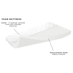 Babydreams juniorseng med gravemaskine, m. madras, sengehest og skuffe - hvid laminat (140x70)