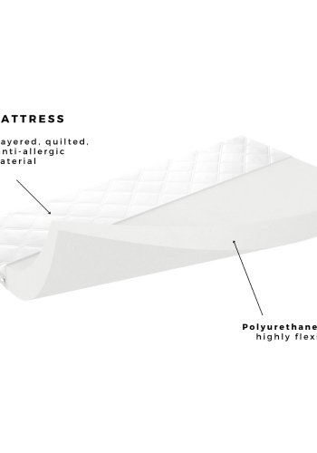 Babydreams juniorsng med liten dinosaurie, med madrass, stdbrda och lda - vit laminat (160x80)
