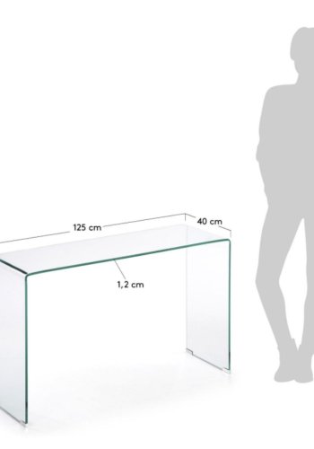 KAVE HOME Burano konsollbord, rektangulrt - klart glass (125x40)