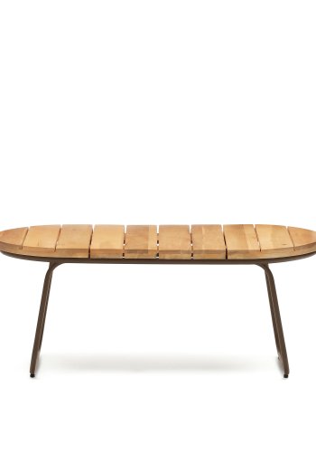 KAVE HOME Salguer hagebord, ovalt - naturlig akasietre og brunt stl (100x50)