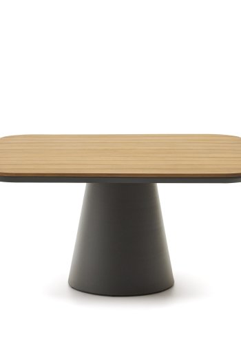 KAVE HOME Tudon hagebord, firkantet - teak og gr aluminium (148x148)