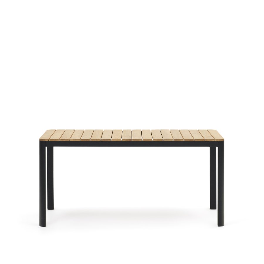 KAVE HOME Bona hagebord, rektangulrt - naturlig teak og sort aluminium (160x90)