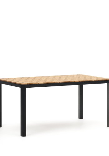 KAVE HOME Bona hagebord, rektangulrt - naturlig teak og sort aluminium (160x90)