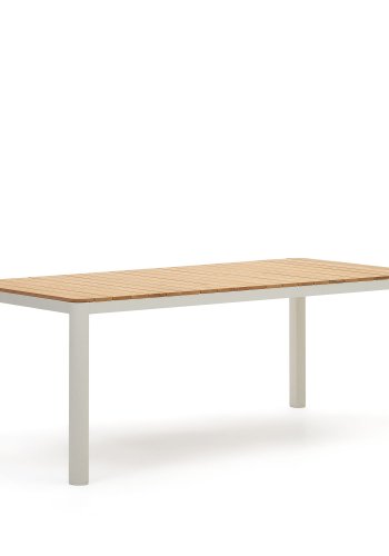 KAVE HOME Bona hagebord, rektangulrt - naturlig teak og hvit aluminium (200x100)