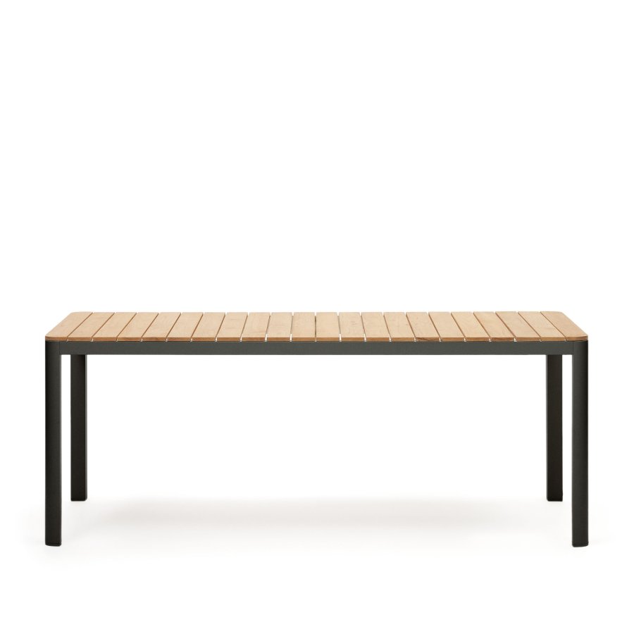 KAVE HOME Bona hagebord, rektangulrt - naturlig teak og svart aluminium (200x100)