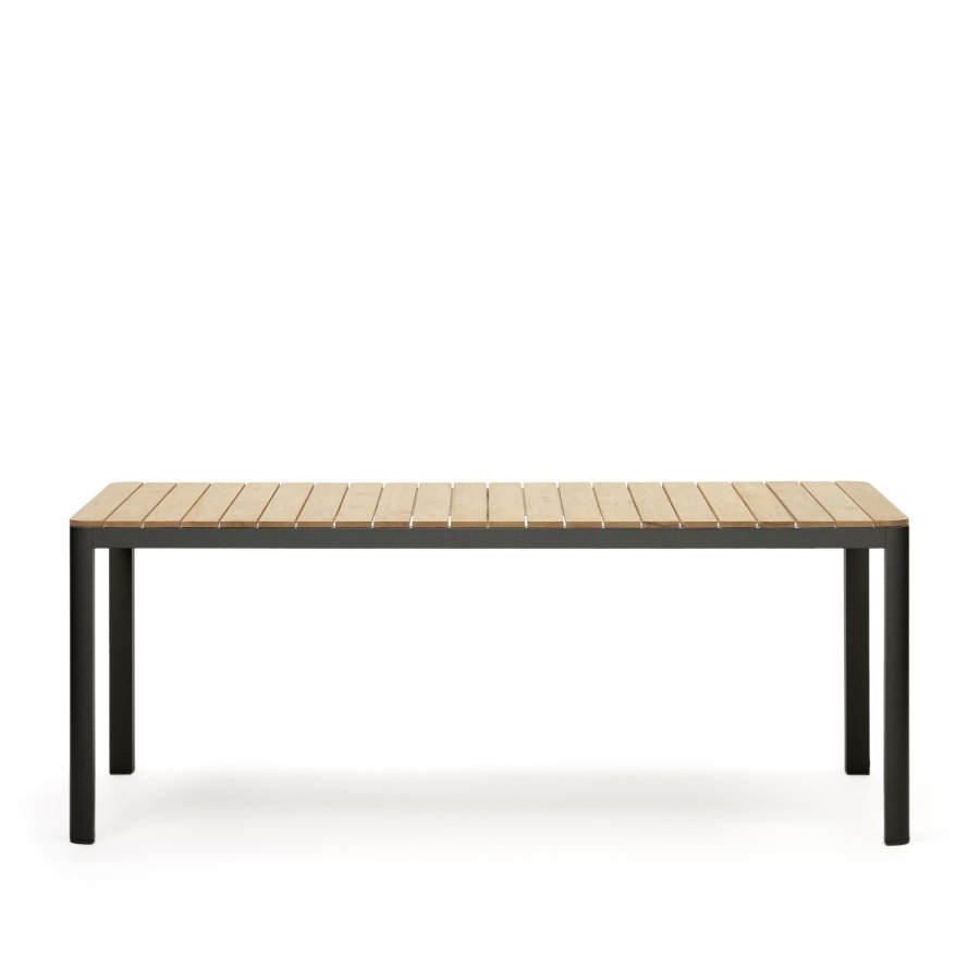 KAVE HOME Bona hagebord, rektangulrt - naturlig teak og svart aluminium (200x100)