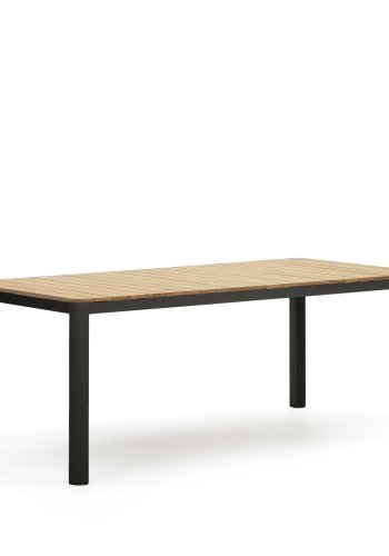 KAVE HOME Bona hagebord, rektangulrt - naturlig teak og svart aluminium (200x100)