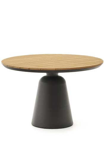KAVE HOME Tudon hagebord, rundt - teak og gr aluminium (120)