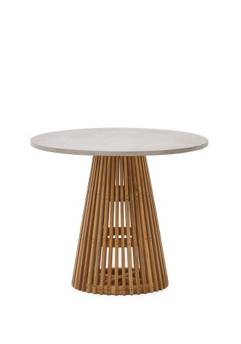 KAVE HOME Alcaufar hagebord, rundt - gr sement og teak (90)