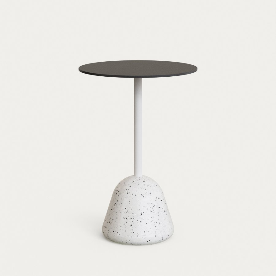 KAVE HOME Tiaret hyt barbord med hvit terrazzo-base og svart topp 68 x 97 cm