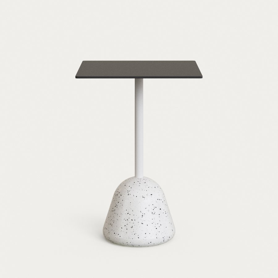 KAVE HOME Tiaret hyt barbord med hvit terrazzo-base og svart topp 68x68 x 97 cm