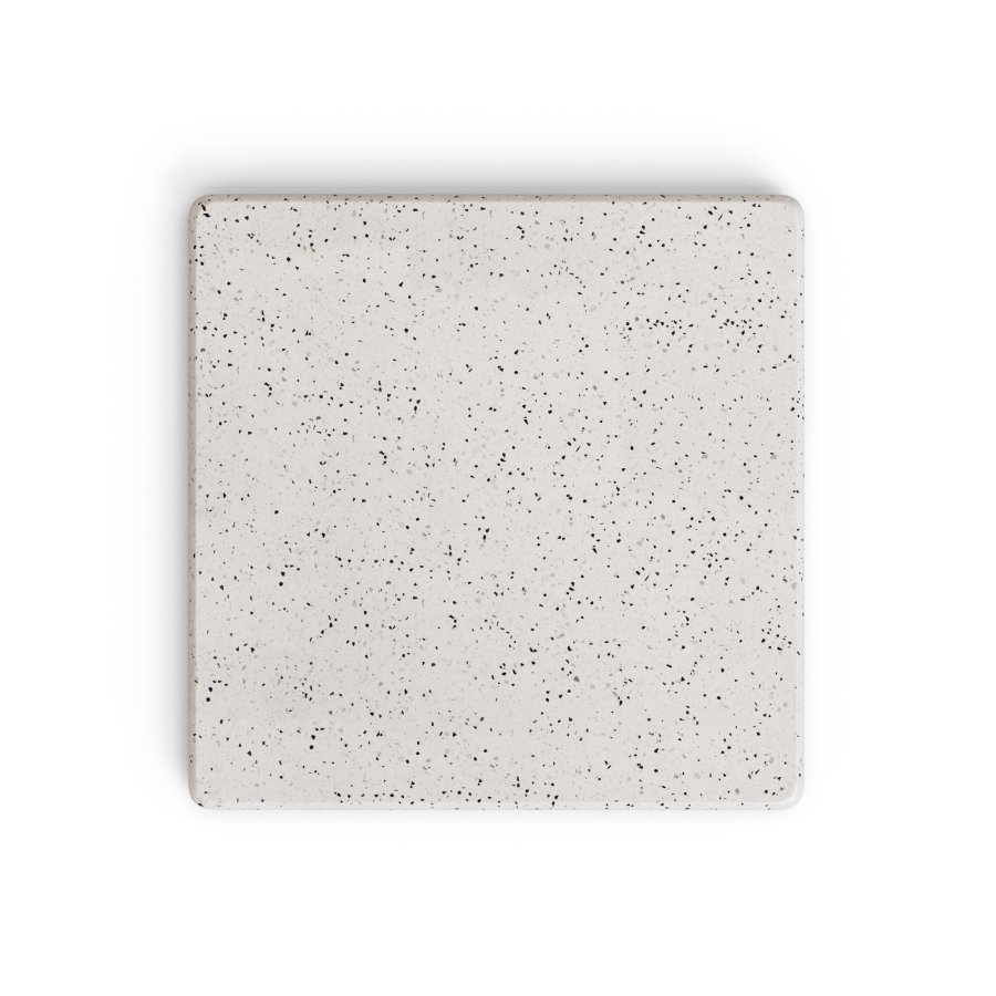 KAVE HOME Saura hyt barbord i hvit terrazzo med hvit terrazzoplate, 99 x 70 x 70 cm