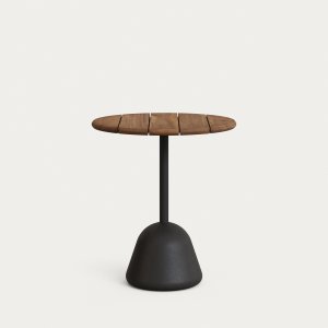 KAVE HOME Saura havebord, rund - valndfinish akacietr og sort metal (70x75)