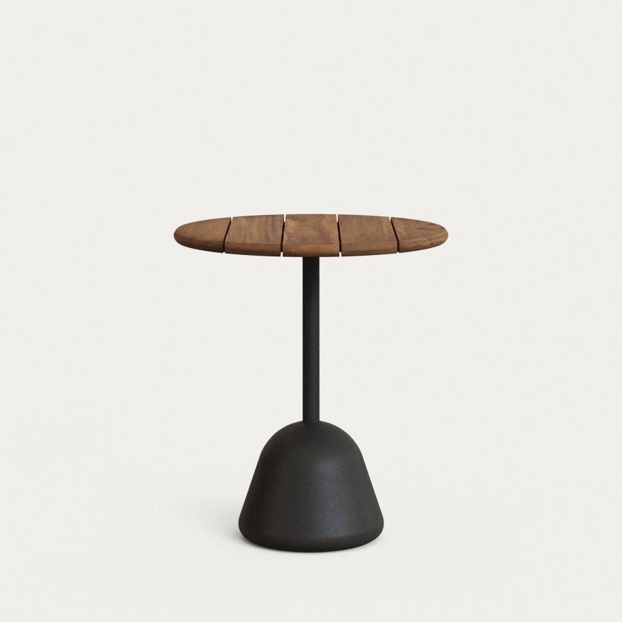 KAVE HOME Saura bord, svart metallplate akasie med valnttfinish, 75 x 70 cm FSC 100%