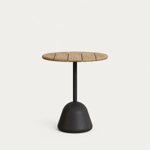 KAVE HOME Saura havebord, rund - natur akacietr og sort cement (70x75)