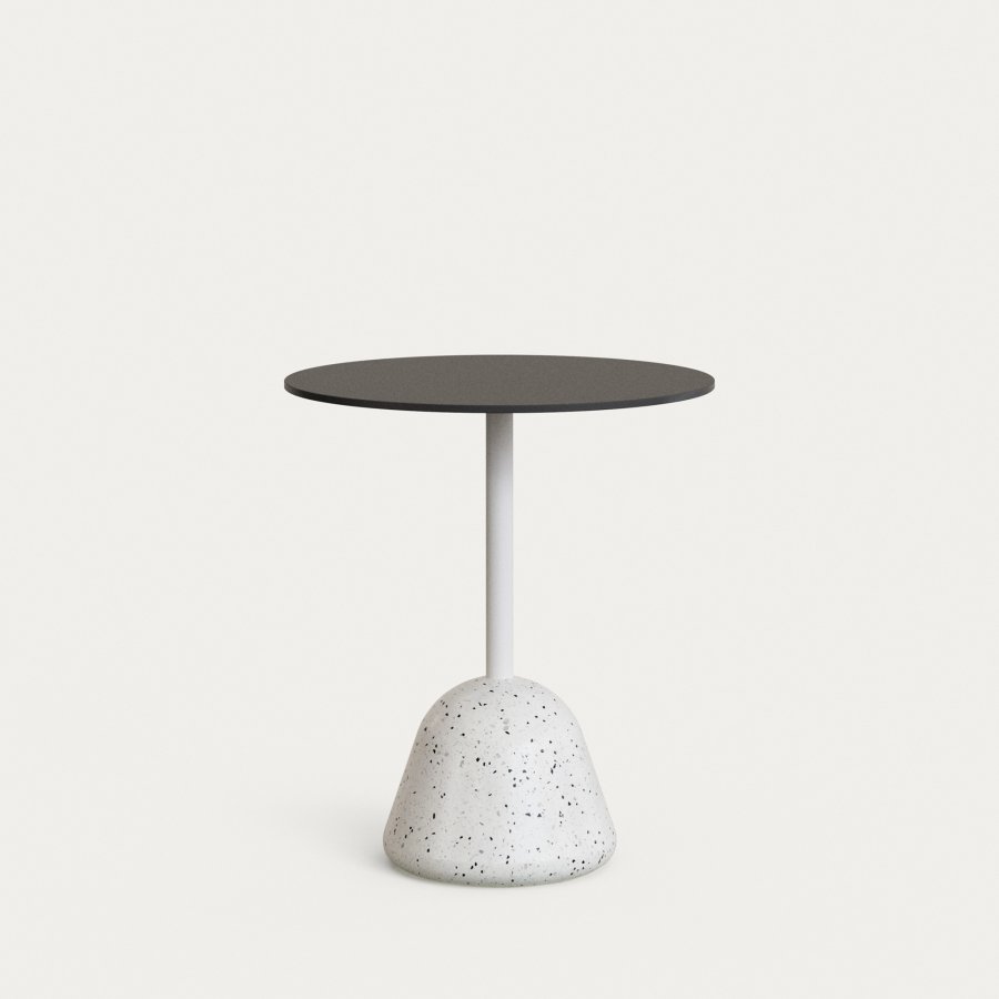 KAVE HOME Tiaret-bord med svart topp og hvit terrazzo-base 68x73 cm