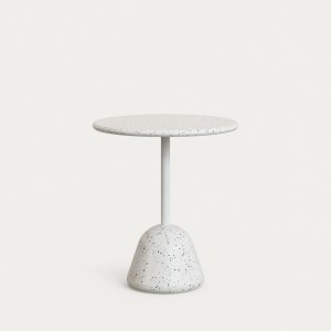 KAVE HOME Saura havebord, rund - hvid terrazzo og hvid terrazzo (70x75)