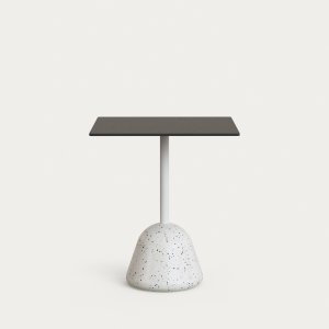 KAVE HOME Tiaret havebord, kvadratisk - sort hjtrykslaminat og hvid terrazzo (68x68x73)