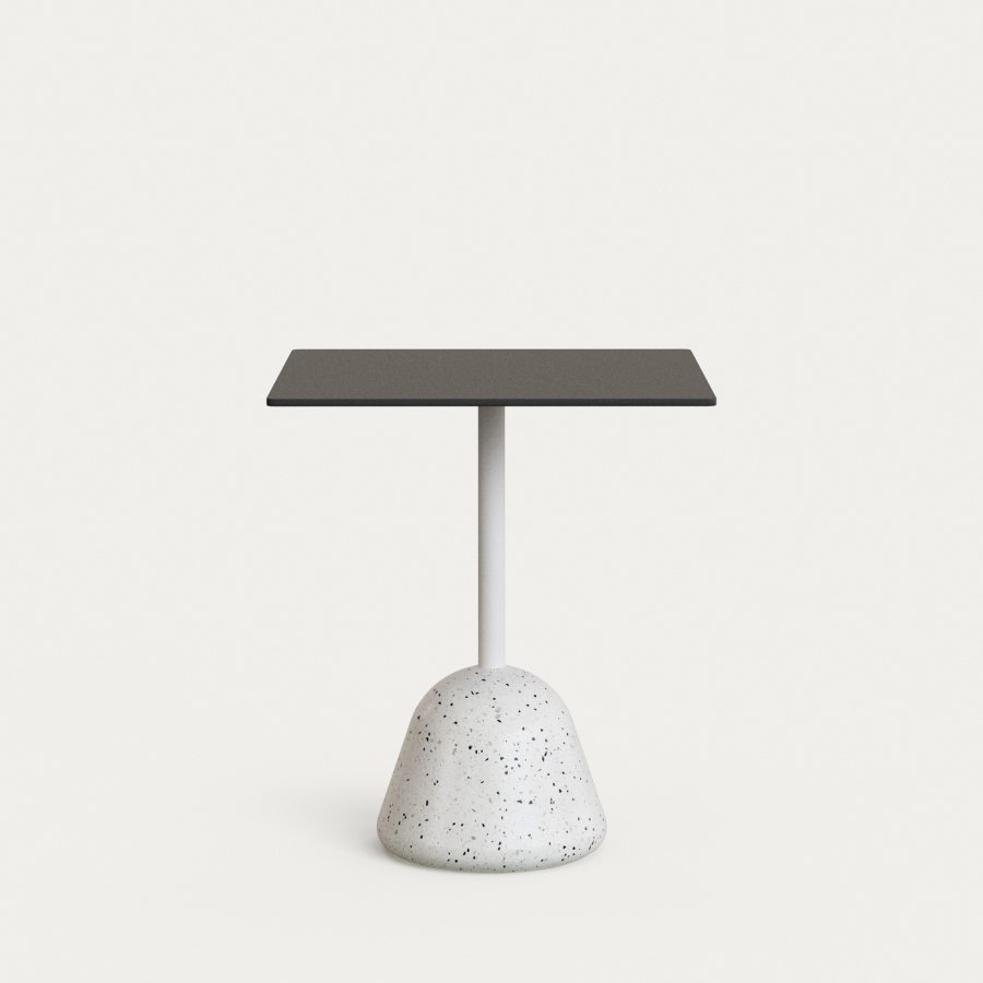 KAVE HOME Tiaret-bord med svart topp og hvit terrazzo-base 68x68x73 cm