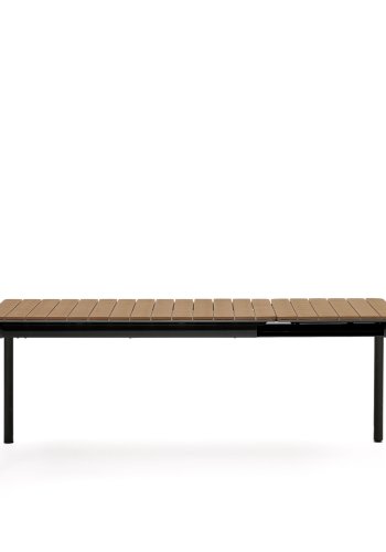 KAVE HOME Canyelle hagebord, med uttrekk - plasttre og matt sort aluminium (140(200)x90)