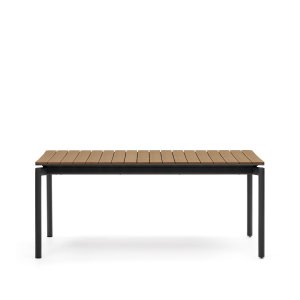 KAVE HOME Canyelles havebord, m. tillgsplade - brun polywood og mat sort aluminium (180(240)x100)