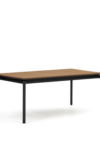 KAVE HOME Canyelle hagebord, med tilleggsplate - brun polywood og matt sort aluminium (180(240)x100)
