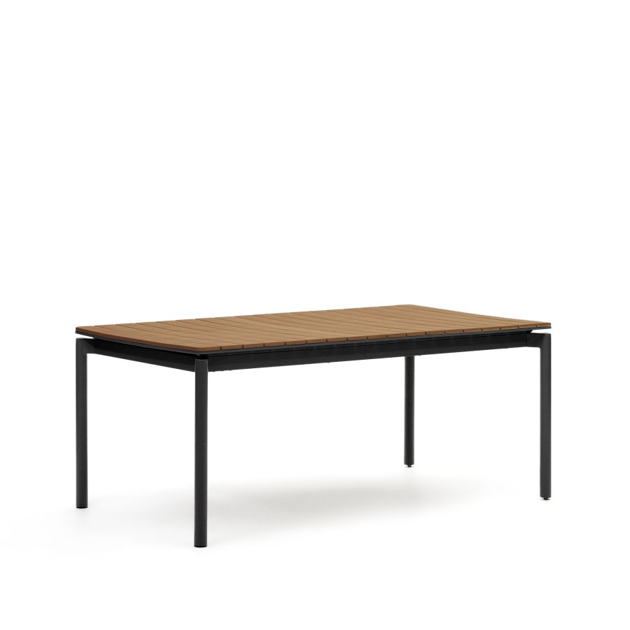 KAVE HOME Canyelle hagebord, med tilleggsplate - brun polywood og matt sort aluminium (180(240)x100)