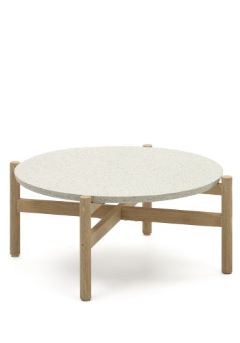 KAVE HOME Pola salongbord, rundt - sement og naturlig eukalyptustre (84,4)