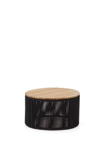 KAVE HOME Dandara utendrs salongbord, rundt - naturlig akasietre og svart tau/stl (60)