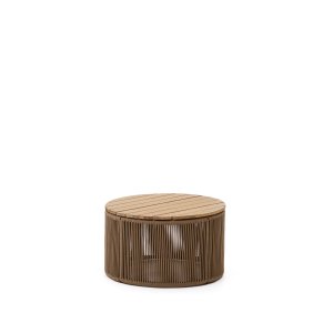 KAVE HOME Dandara udendrs sofabord, rund - natur akacietr og beige reb/stl (60)