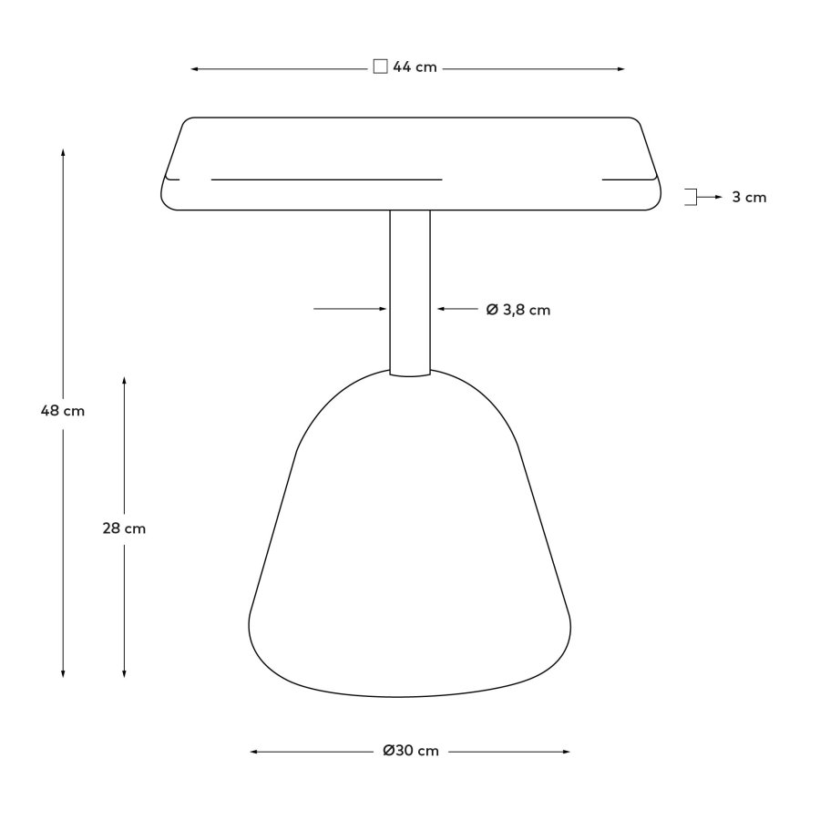 KAVE HOME Saura salongbord med hvit terrazzoplate og hvit terrazzobase 44x44x48cm