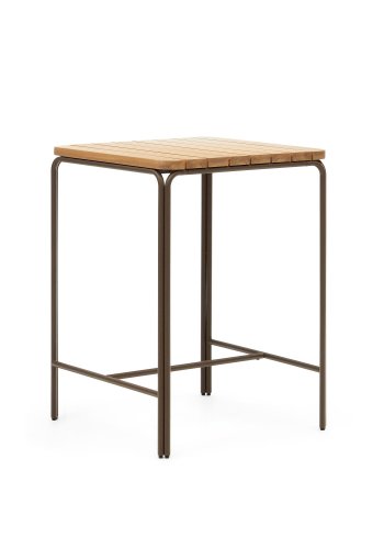 KAVE HOME Salguer utendrs barbord, firkantet - naturlig akasietre og brunt stl (70x70)