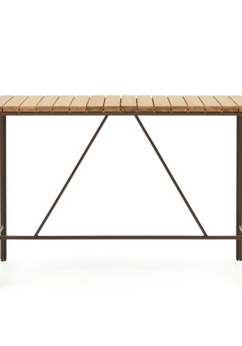 KAVE HOME Salguer utendrs barbord, rektangulrt - naturlig akasietre og brunt stl (140x70)