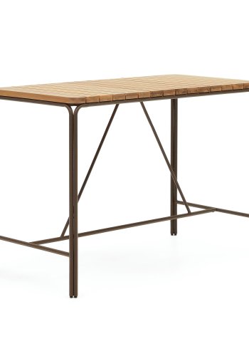 KAVE HOME Salguer utendrs barbord, rektangulrt - naturlig akasietre og brunt stl (140x70)