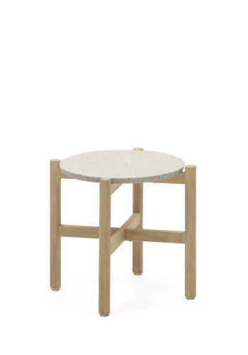 KAVE HOME Pola sidebord, rundt - sement og naturlig eukalyptustre (50)