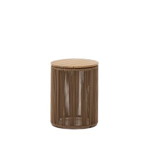 KAVE HOME Dandara udendrs sofabord, rund - natur akacietr og beige reb/stl (40)