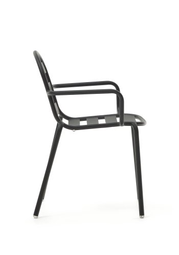 KAVE HOME Joncols hagestol, med armlener, stabelbar - gr aluminium