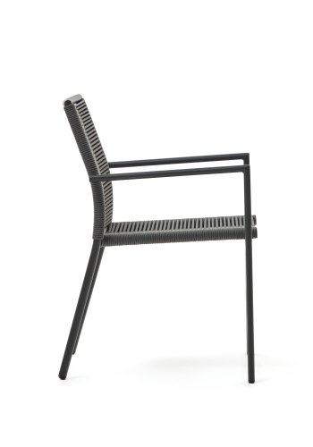 KAVE HOME Culip hagestol, med armlener - grtt tau og gr aluminium