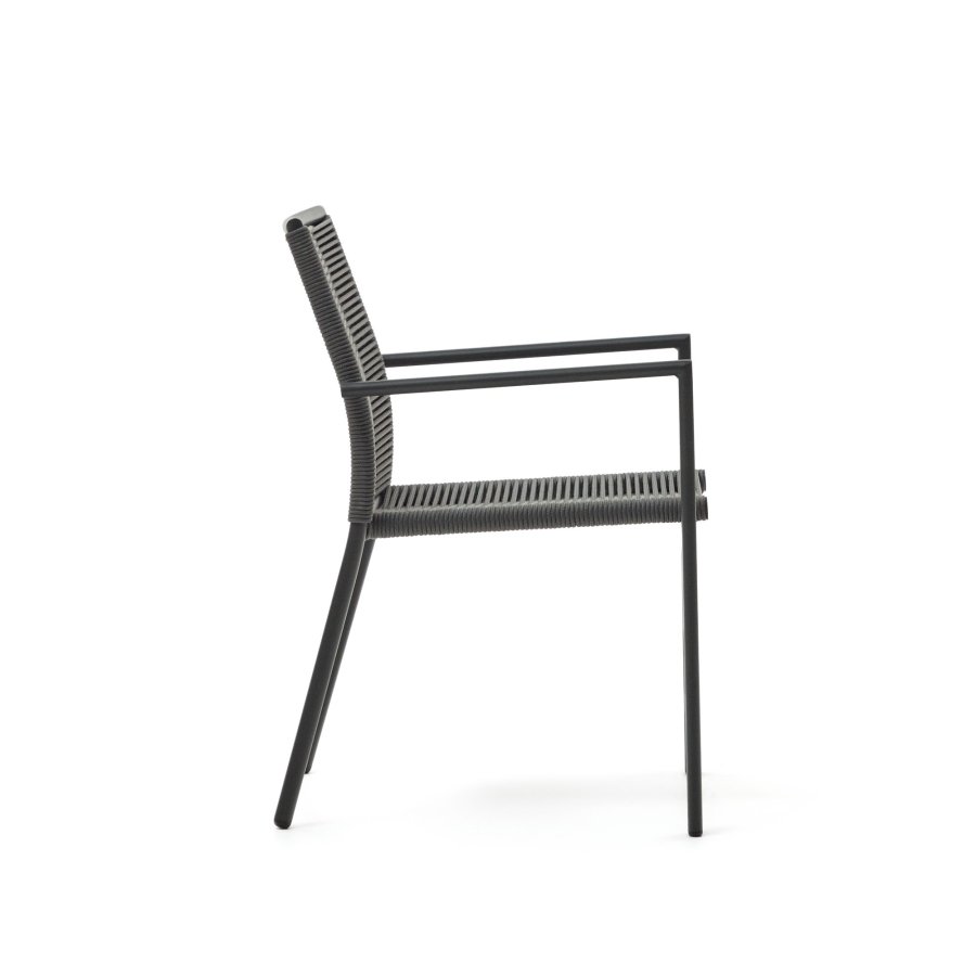 KAVE HOME Culip hagestol, med armlener - grtt tau og gr aluminium