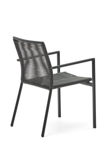 KAVE HOME Culip hagestol, med armlener - grtt tau og gr aluminium