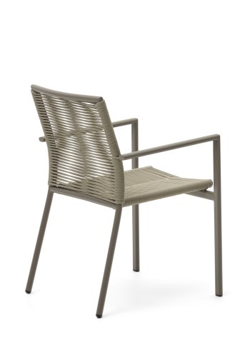 KAVE HOME Culip hagestol, med armlener - beige tau og brunt aluminium