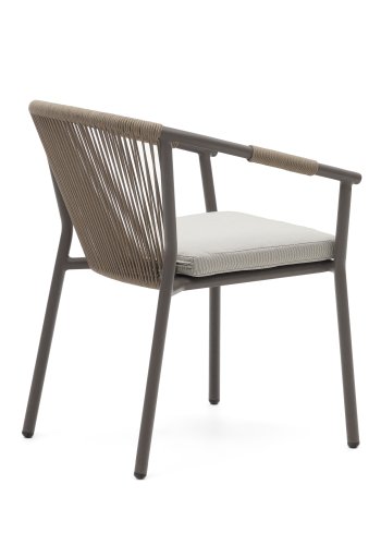 KAVE HOME Xelida hagestol, med beige stoffpute - brunt tau og brunt aluminium