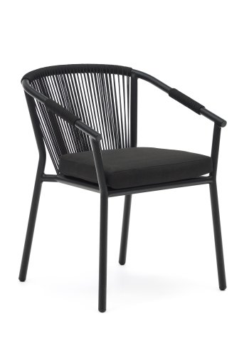 KAVE HOME Xelida hagestol, med sort stoffpute - svart tau og sort aluminium