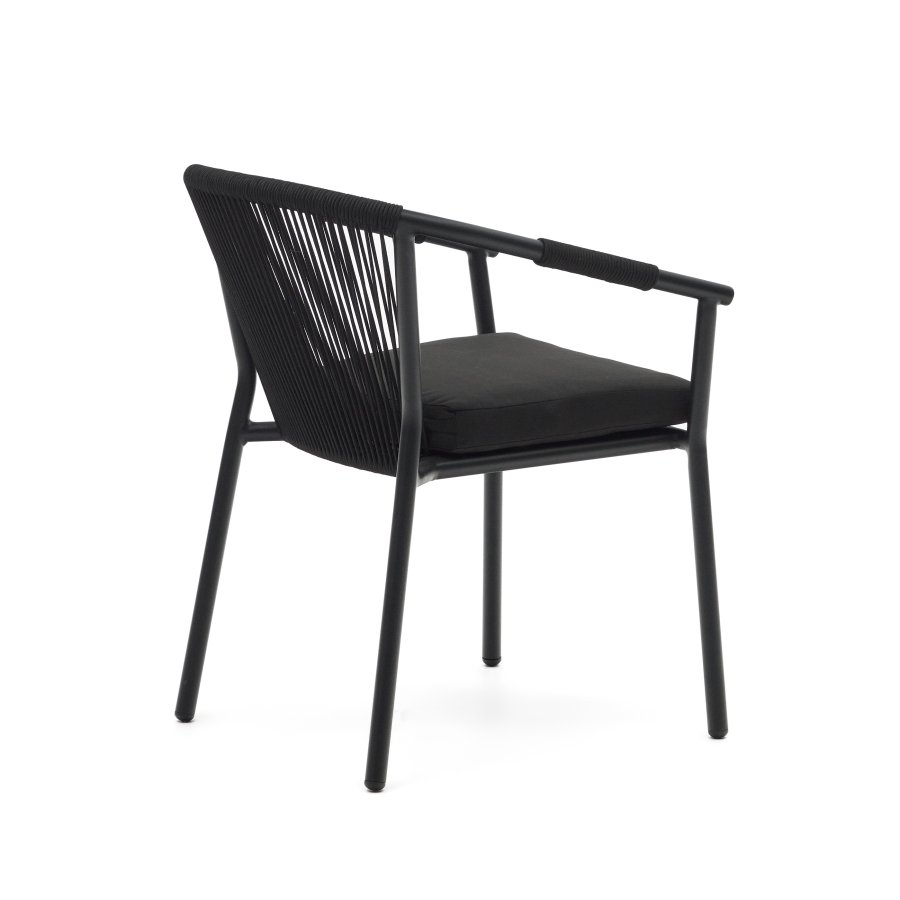 KAVE HOME Xelida hagestol, med sort stoffpute - svart tau og sort aluminium