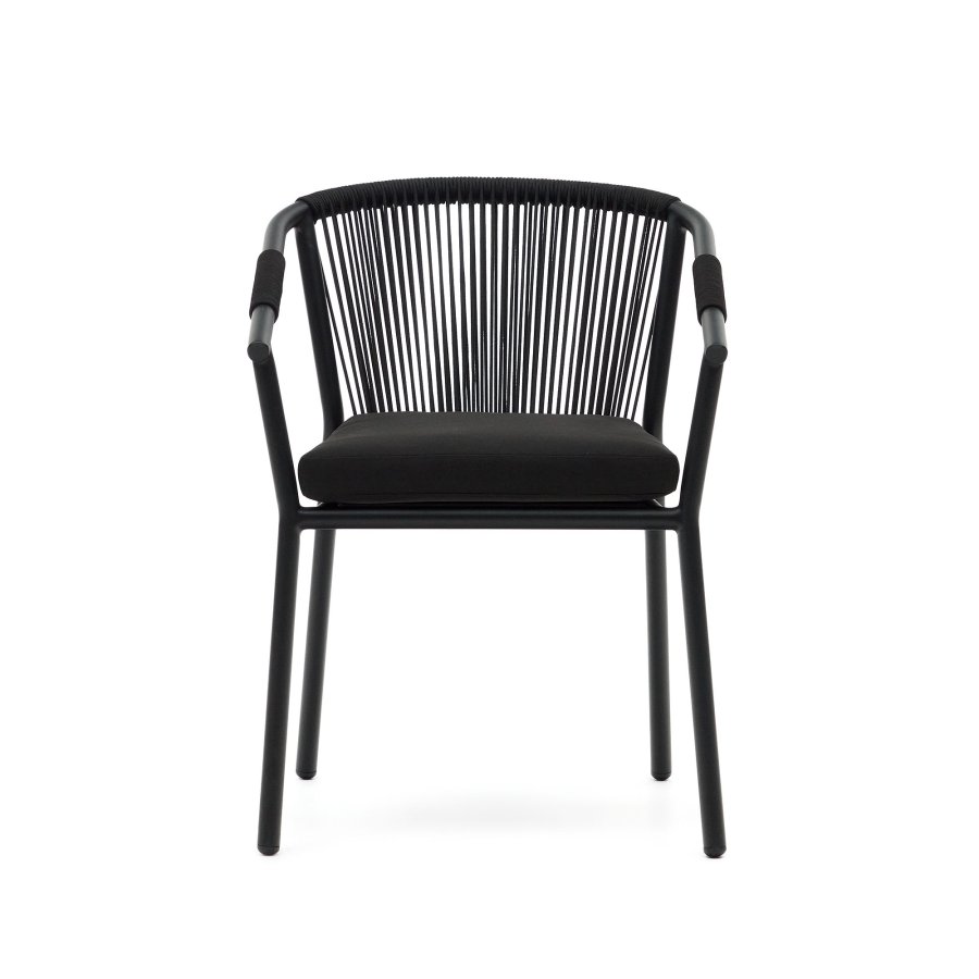 KAVE HOME Xelida hagestol, med sort stoffpute - svart tau og sort aluminium