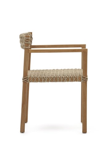 KAVE HOME Giverola stol, med armlener - syntetisk flettet og naturlig teak