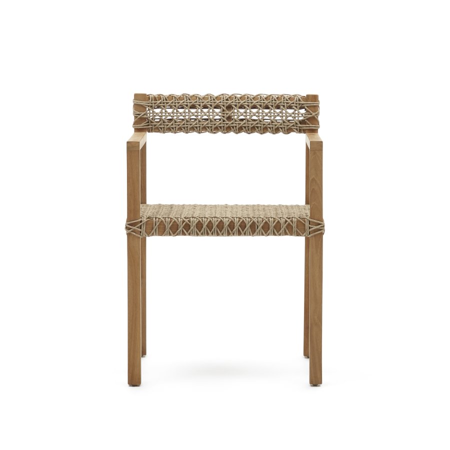 KAVE HOME Giverola stol, med armlener - syntetisk flettet og naturlig teak