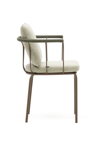 KAVE HOME Salguer hagestol, med beige puter - grnt tau og brunt stl