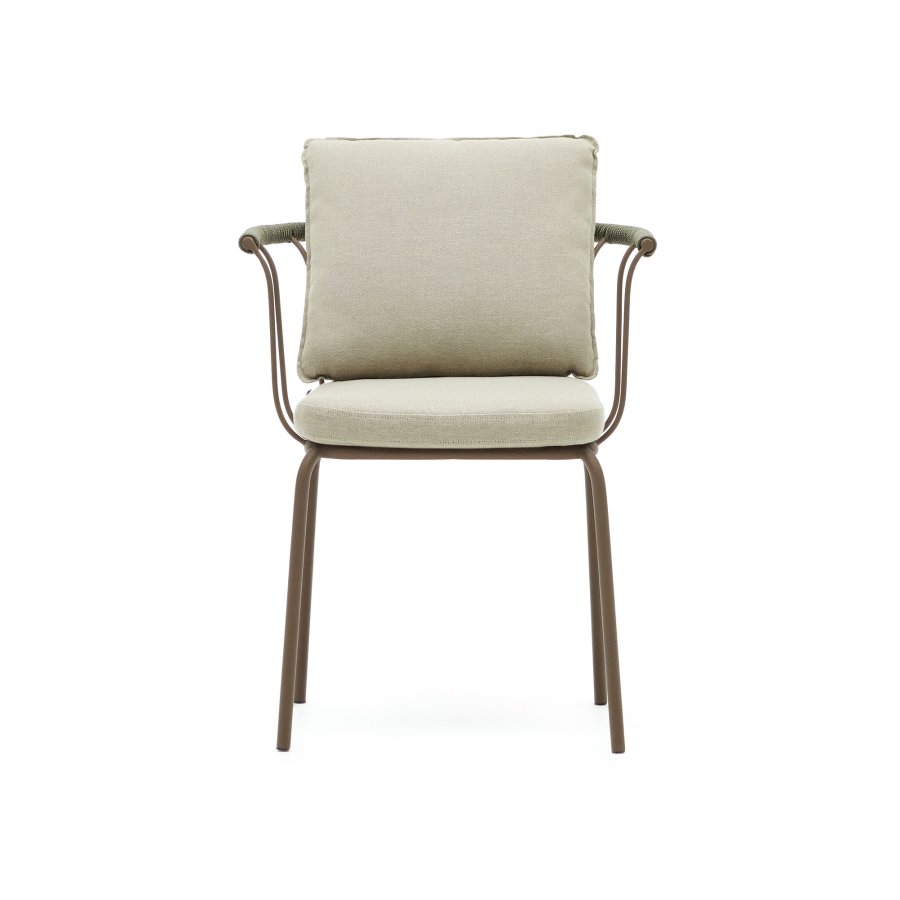 KAVE HOME Salguer hagestol, med beige puter - grnt tau og brunt stl